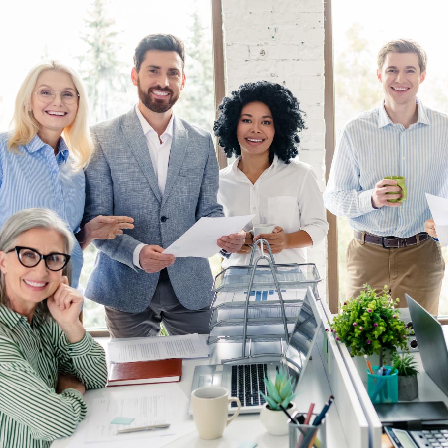 Group of office workers smiling